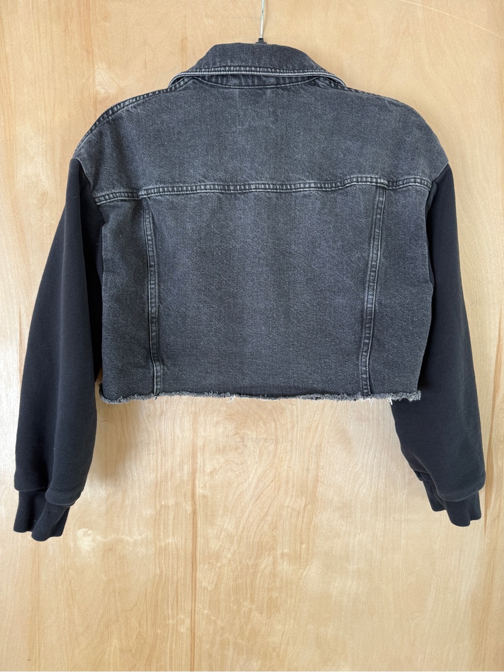AllSaints Anders Mixed Media Cropped Denim Jacket: XS - Picture 6 of 13